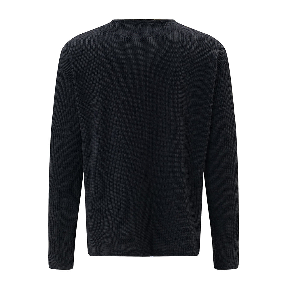 American Style Street Fashion Solid Color Stitching Edging Knitwear Long Sleeve