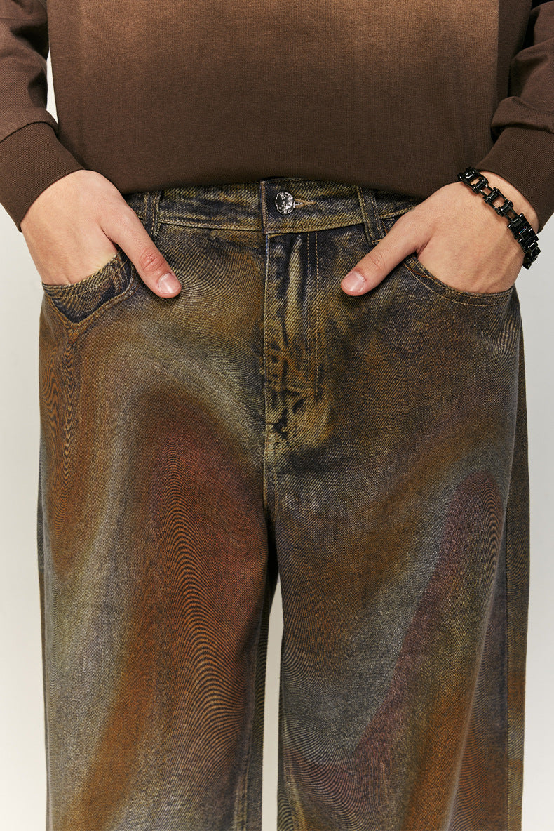 Men's Retro Blooming Digital Printing Jeans
