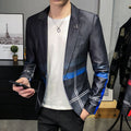 Plaid Men's Stitching Casual Long Sleeve Suit