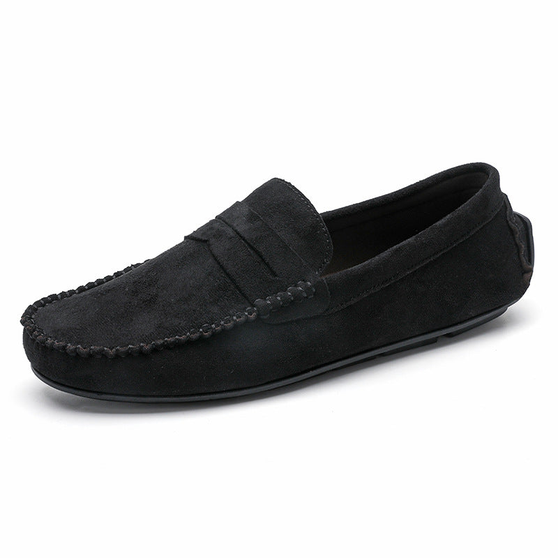 Hand-stitched Men's Beanie Shoes Velvet Leather Handmade