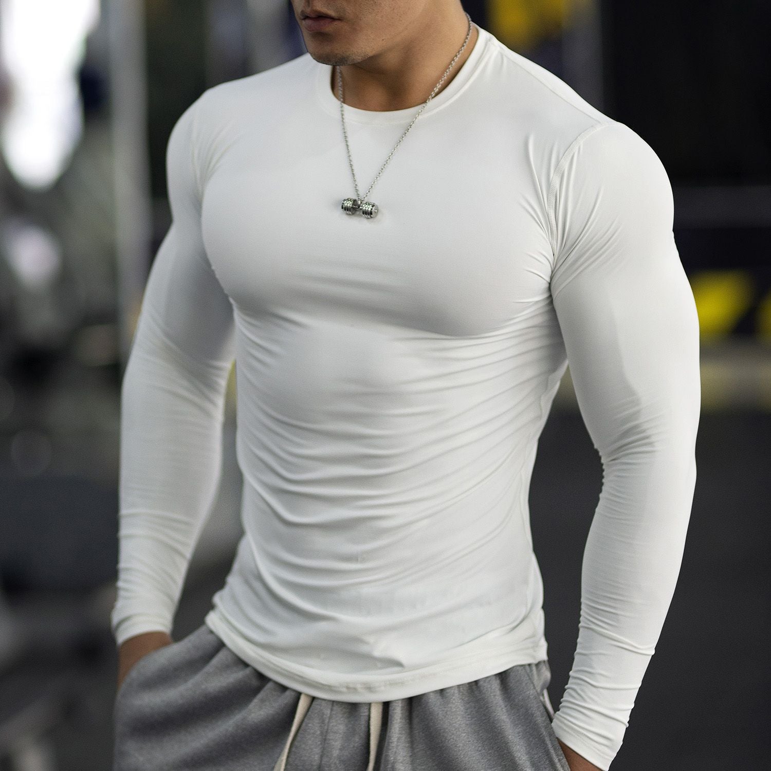American Fitness Tights Men's Quick-drying Sweat Absorbent Breathable Long Sleeves Slim Fit