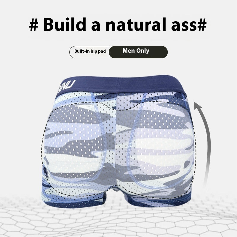 Camouflage Mesh Breathable Removable Cup Hip Cushion Men's Hip Lifting Underwear