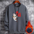 Men's Round Neck Plus Velvet Sweater Casual Sports Student Tide Brand Top Bottoming Shirt