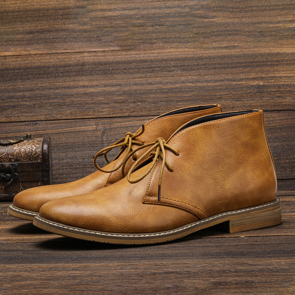 Large Size Men's Retro Color Rubbing Work Boots