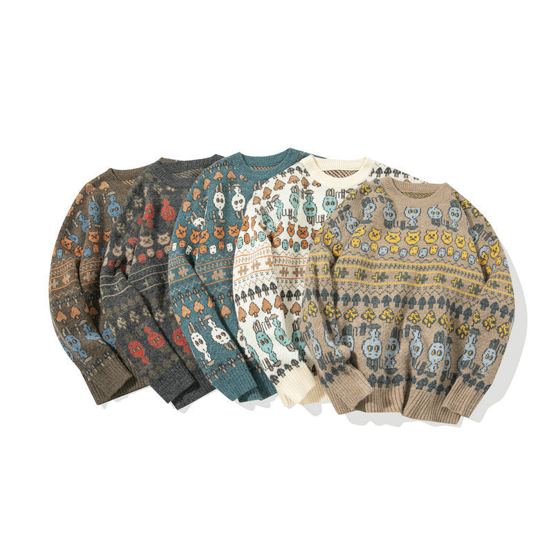 Men's Fashion Round Neck Knitted Loose Sweater
