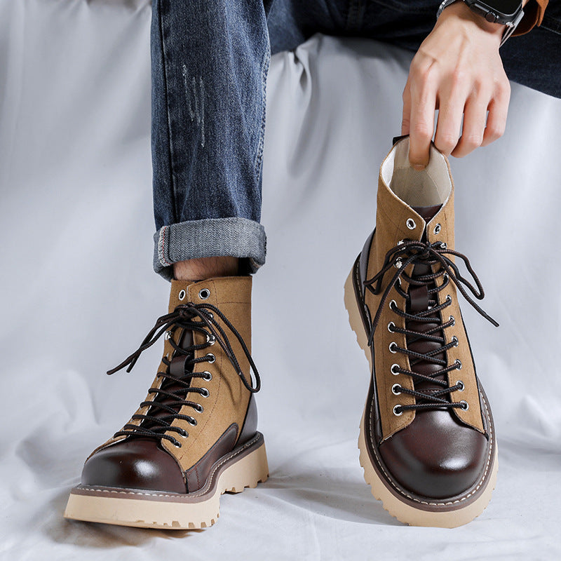 Patchwork Retro All-matching Work Boots