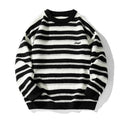 Striped Heavy Thick Needle Sweater Men's Couple Retro Contrast Color Japanese Style