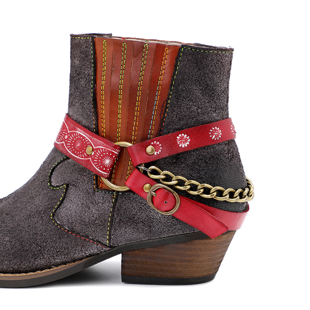 American Fashion Handmade Frosted Cowboy Boots And Ankle Women's Boots