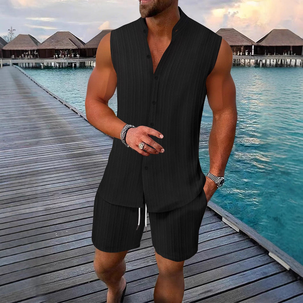 Men's Vest Casual Loose Sleeveless Shorts Suit