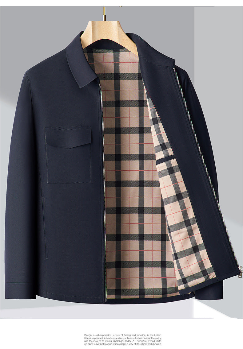 Polo Collar Straight Zipper jacket men