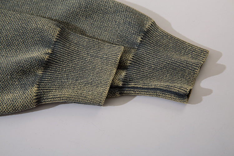 Men's Distressed Round Neck Long Sleeve Sweater