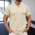 Short Sleeve Striped Hollow Shirt