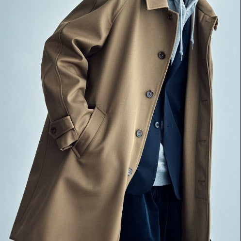 Wool Profile Raglan Sleeve Trench Coat