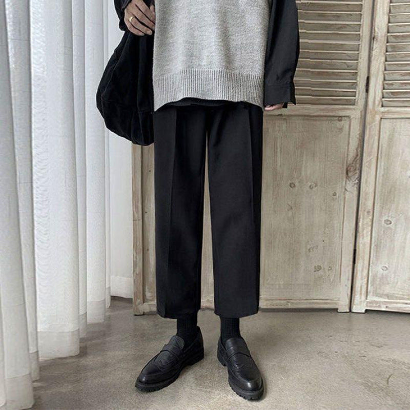 Straight-leg  Wide-leg Cropped Suit Pants