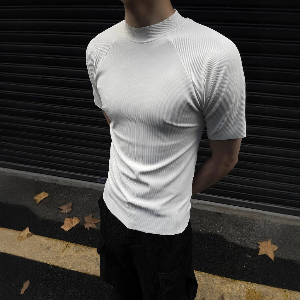 Slim-fit Casual Quick-dry Semi-high Neck Short-sleeve Undershirt
