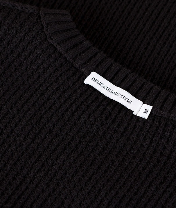 Knitted Pullover Black Interlock Coat Top