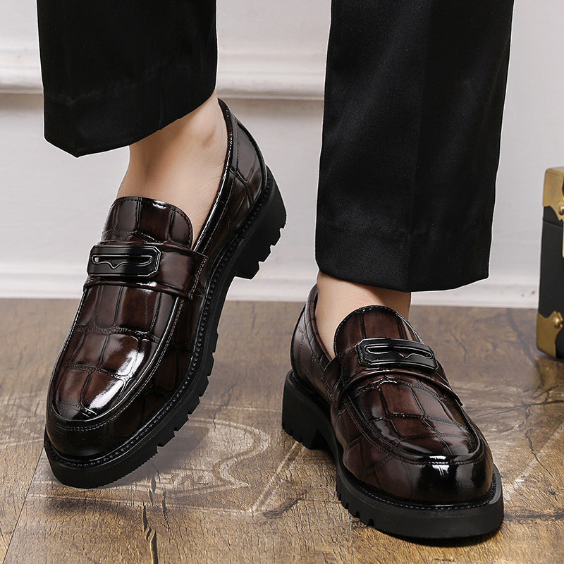 Thick-soled British Fashion Men's Round Head Leisure Leather Shoes