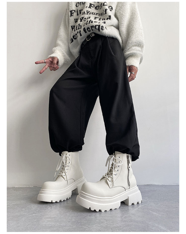 Autumn And Winter Leather Martin Boots High-top Leather Shoes Men's Shoes Fleece-lined