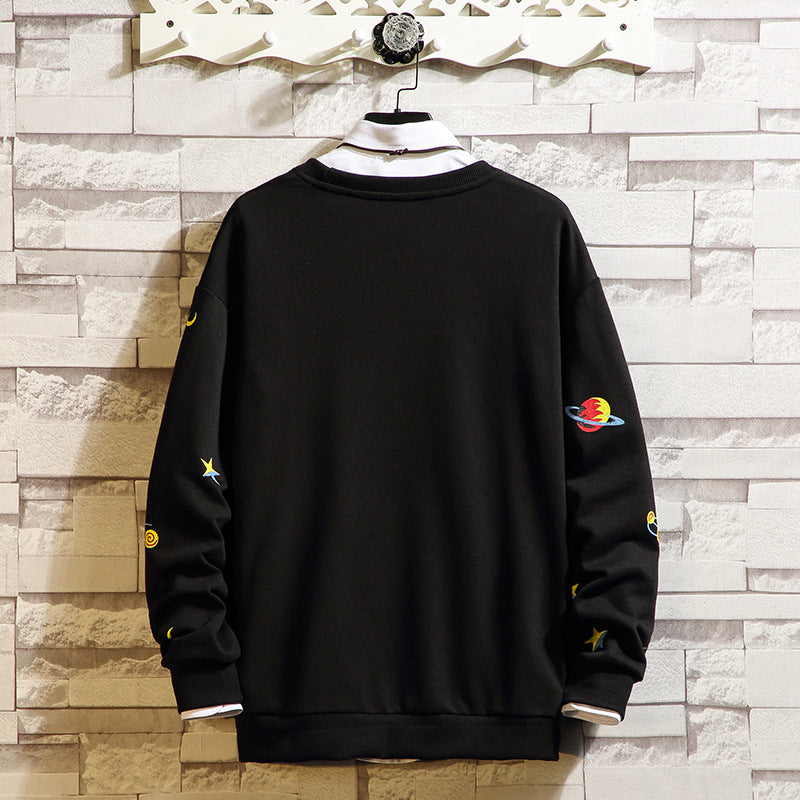 Printed Loose Shoulder Round Neck Casual Sweater