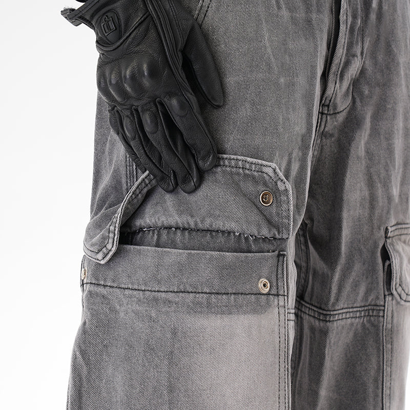 Distressed Multi-pocket Casual Loose Straight-leg Denim Overalls