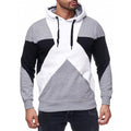 Men's hooded Pullover solid color patchwork sweater