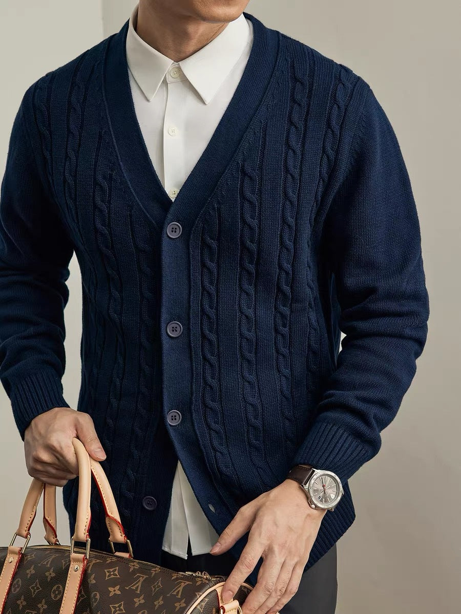 Youth Solid Color Autumn And Winter New Knitted Cardigan Long Sleeve Sweater