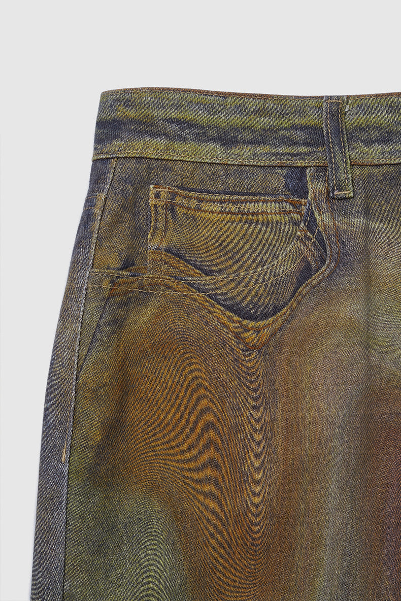 Men's Retro Blooming Digital Printing Jeans