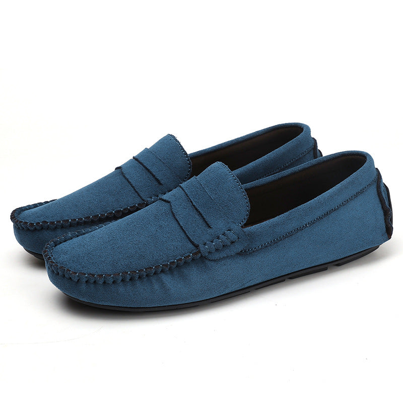 Hand-stitched Men's Beanie Shoes Velvet Leather Handmade