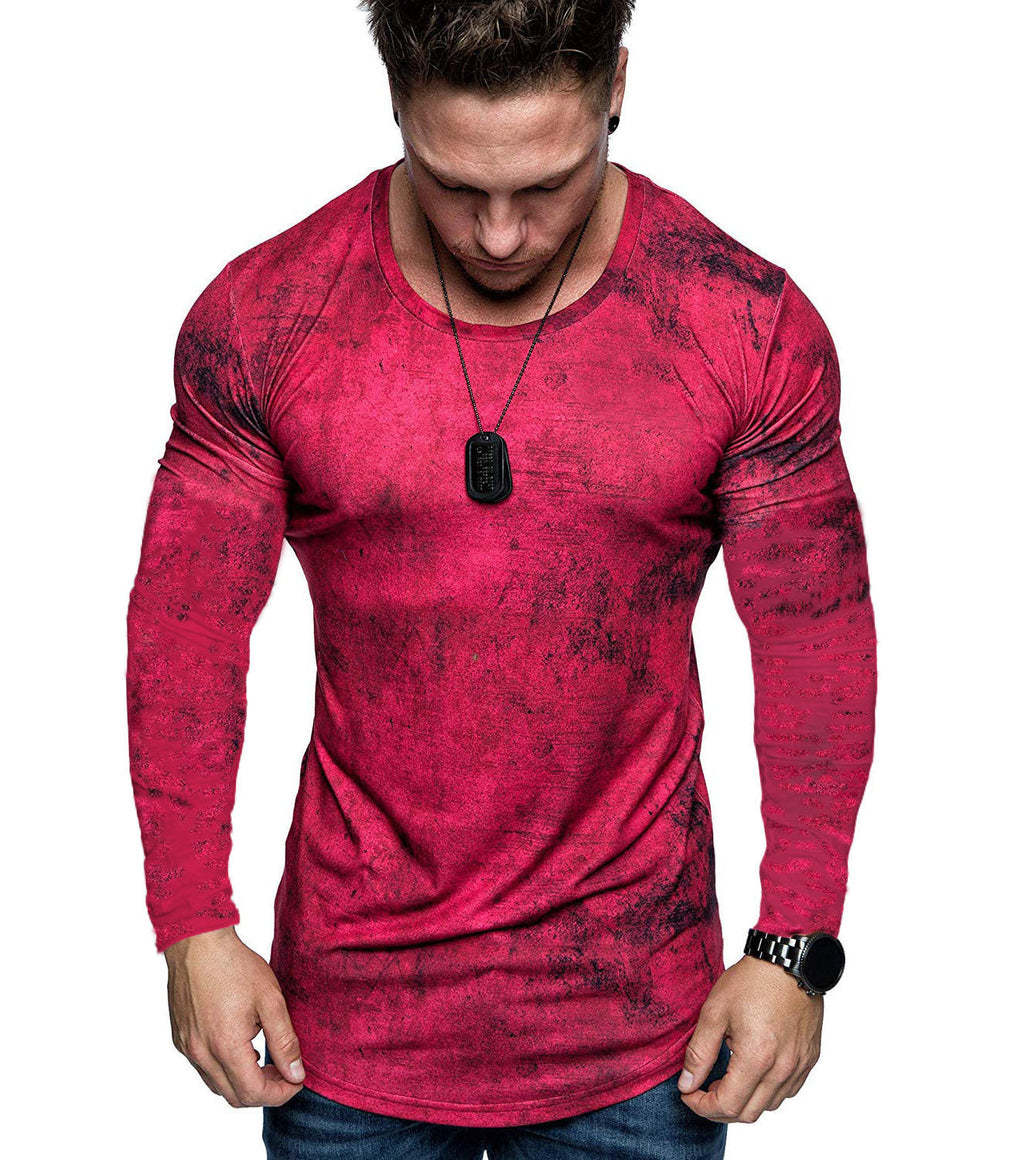Tie-dye distressed round neck fitness t-shirt