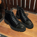 Zipper High Top Shoes Men's Leather Personalized Gradient Color