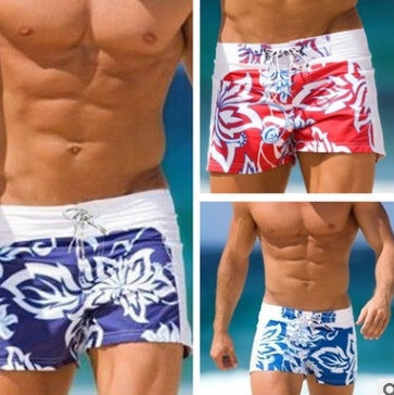 Casual shorts printed men's beach pants, quick-drying swimming surf pants