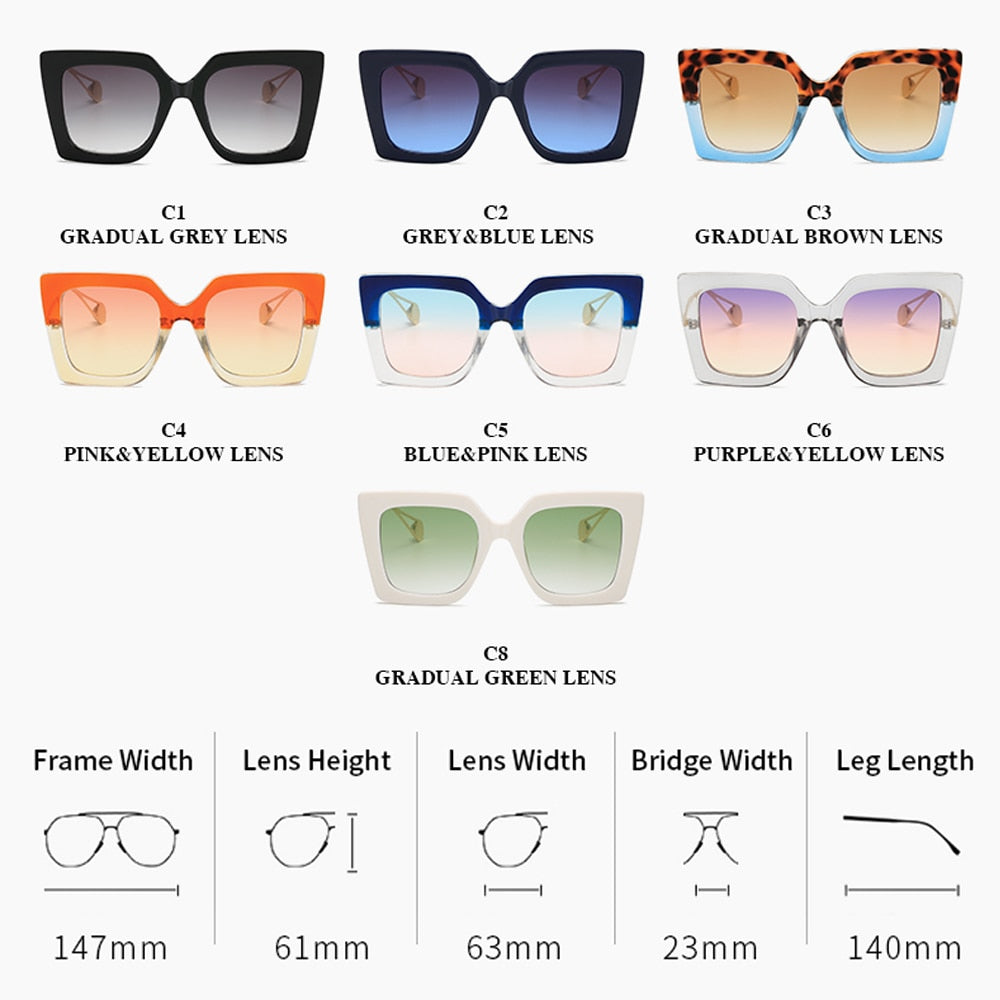 European style square frame sunglasses