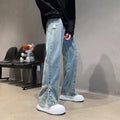 American Letter Embroidered Jeans High Street Hip Hop Straight-leg Pants