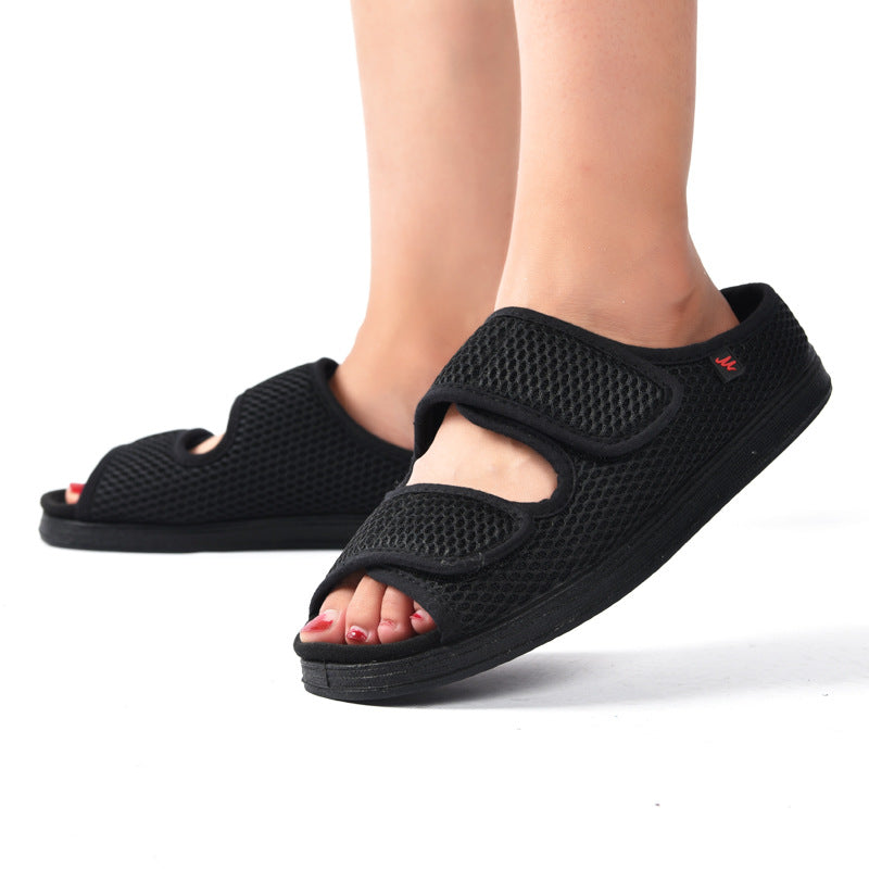 Wide Puffy Fat Big Foot Bone Adjustable Rubber Foam Bottom Loose Slippers