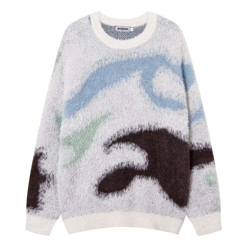 Retro Contrast Color Horse Sweater For Men And Women