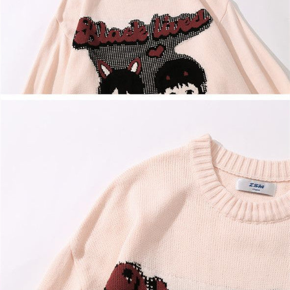 Knit Sweater Men's Ins Tide Brand Crew Neck Sweater