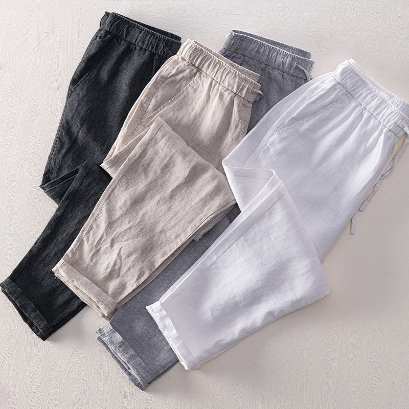 Linen Breathable Straight Trousers Men's Clothing