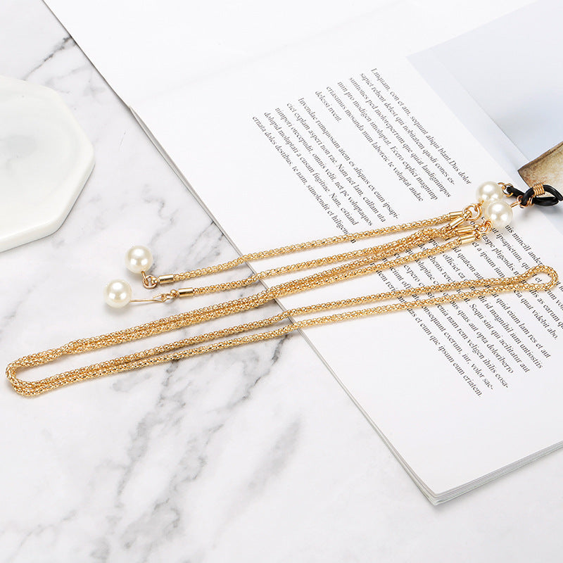 New mesh red glasses chain sunglasses chain hanging neck metal chain sunglasses with chain fashion