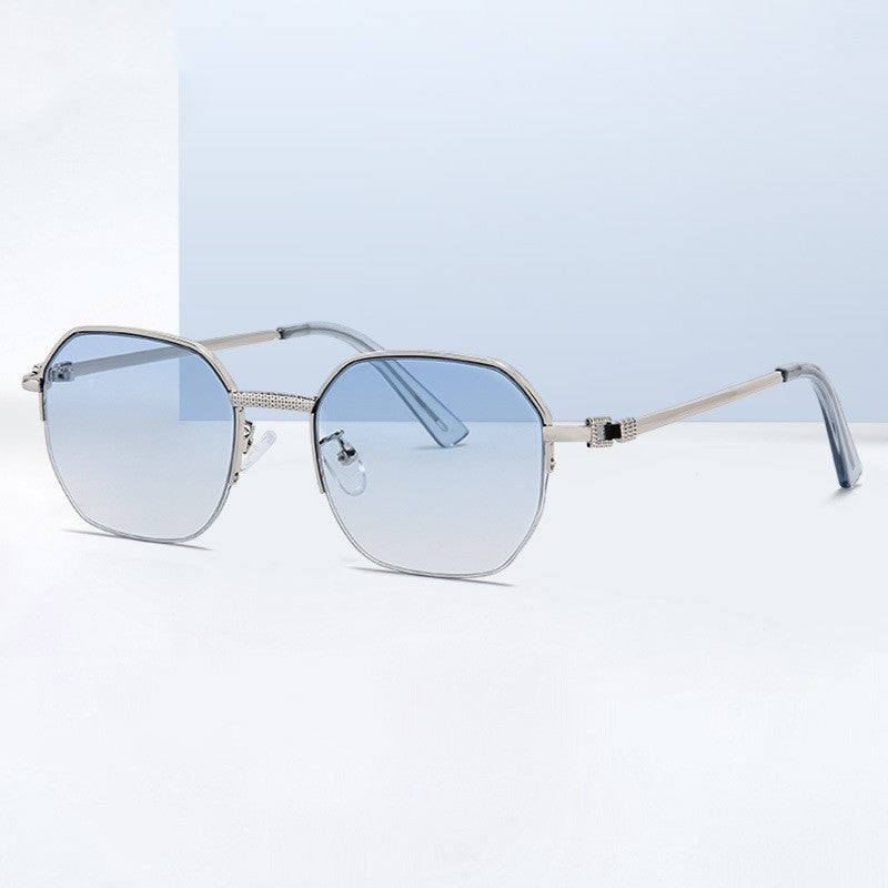 Half-frame Two-color Gradient Sunglasses