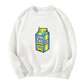 Lemon Print European And American Plus Velvet Crew Neck Sweater For Men And Women