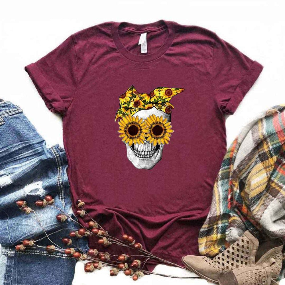 Chrysanthemum sunglasses skull short sleeves