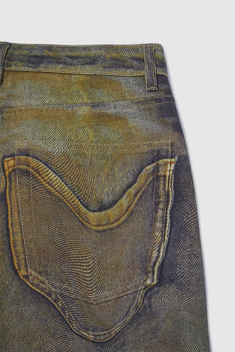 Men's Retro Blooming Digital Printing Jeans