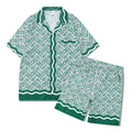European And American Digital Printing Abstract Shirt Set
