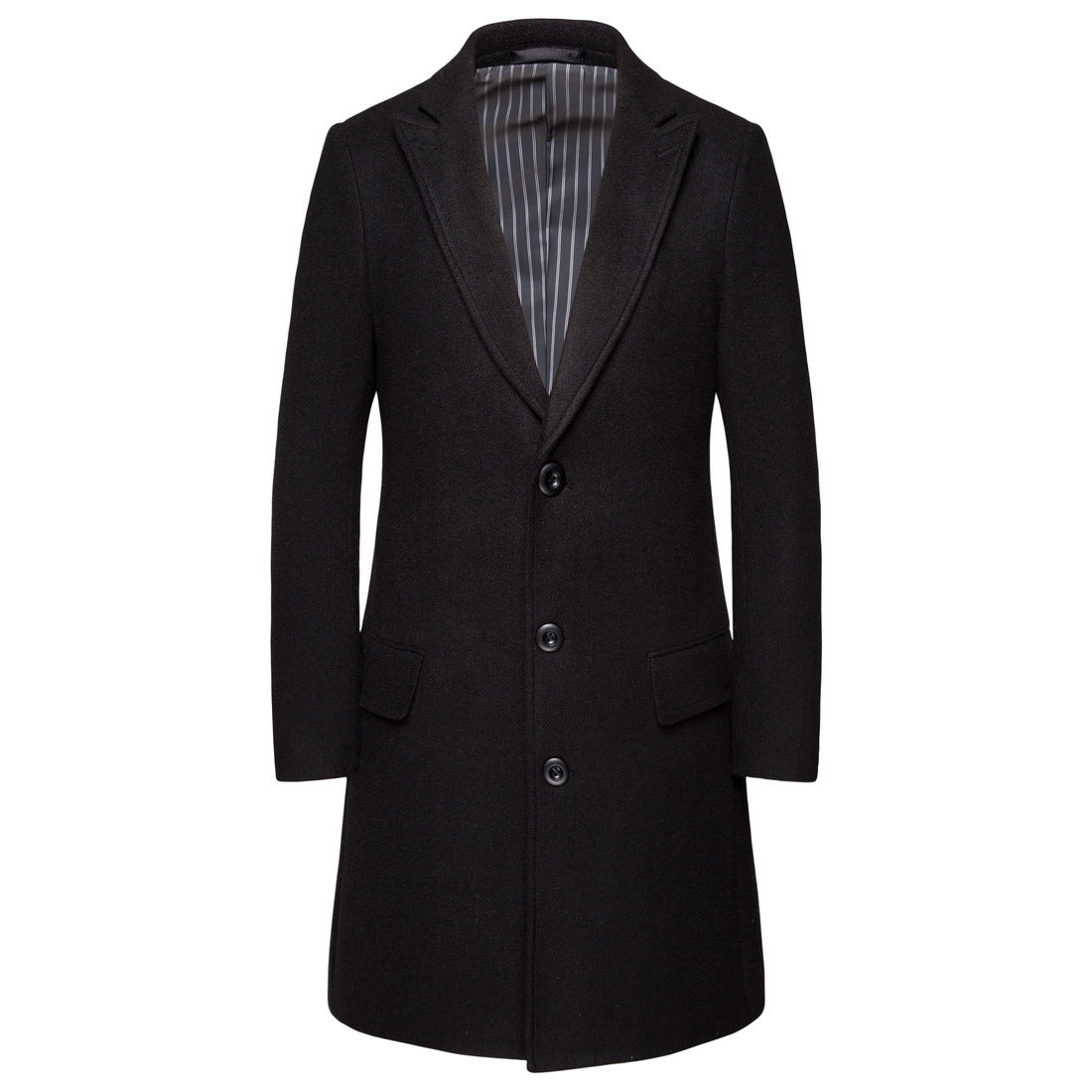 Men's Medium Length Woolen Coat