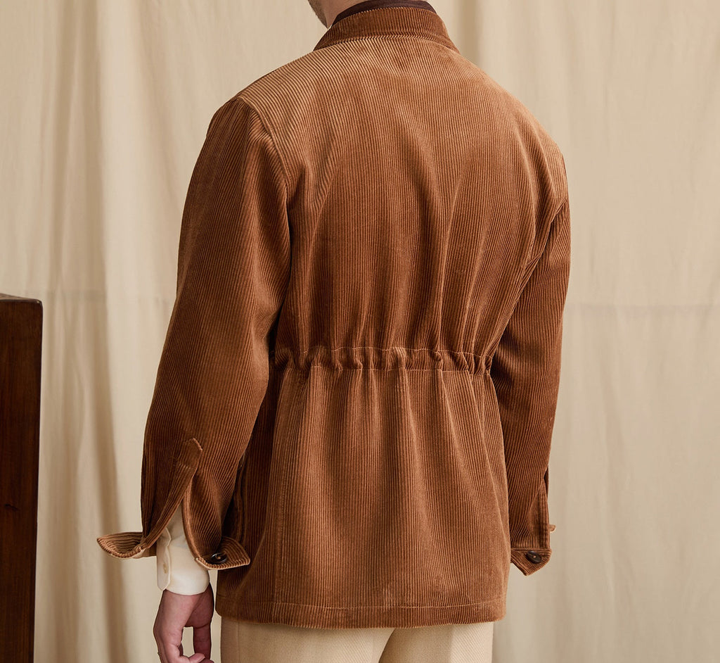 Casual Fashionable Retro Outdoor Keep Warm Corduroy Polo Collar Jacket Men