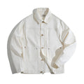 American Retro Paris Buckle White Ranch Denim Jacket Men