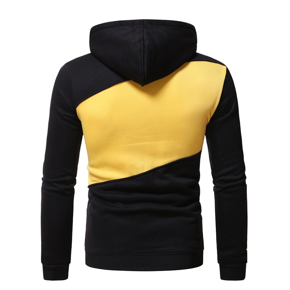New Men's Color Matching Hooded Sweater