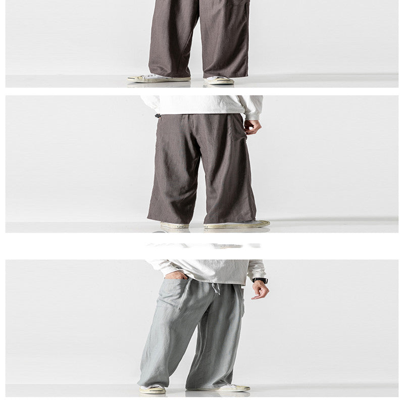 Retro Chinese Style Loose BF Retro Style Wide-Leg Pants