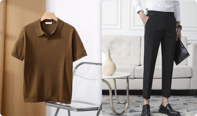 American Lapel Sunken Stripe Jacquard Sweater