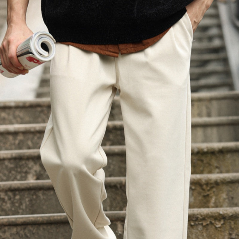 Casual Knit Fine Rib Men's Flannel Pants With Dropped Crotch